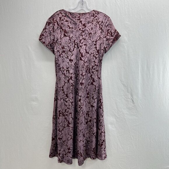 Vtg Eva Blue Y2k Mauve Burnout Velvet MIDI Dress 12 Beaded Lined Fairy Whimsical - Picture 8 of 11